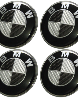 Afauto 7pcs BMW Black-Silver Carbon Fiber Style Emblem Logo Badge